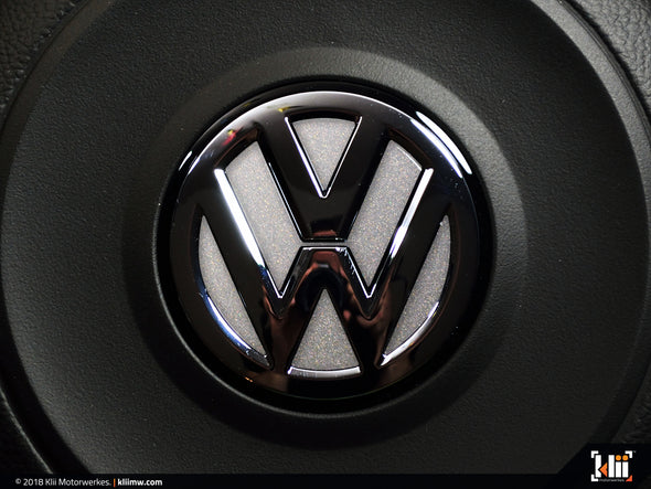 Klii Motorwerkes VW Steering Wheel Badge Insert - White Silver Metallic (Beetle | 2012-2019)