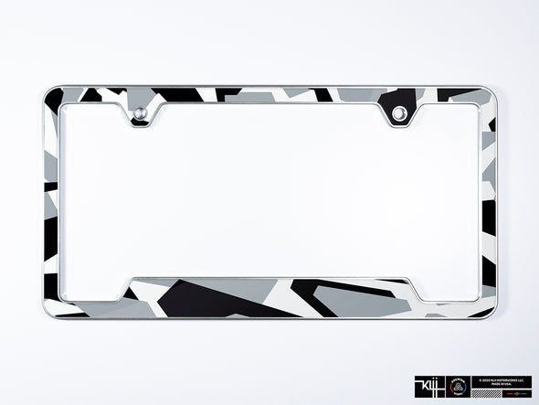 Jon Olsson Audi Premium License Plate Frame - Abstract Arctic Camo (Silver)