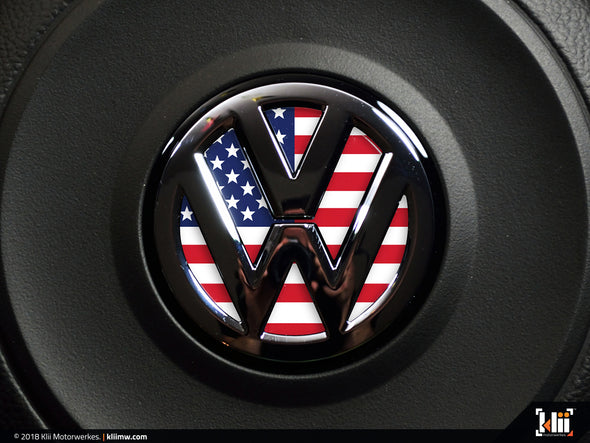Klii Motorwerkes VW Steering Wheel Badge Insert - American Flag