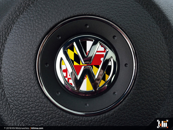 Klii Motorwerkes VW Steering Wheel Badge Insert - Maryland Flag