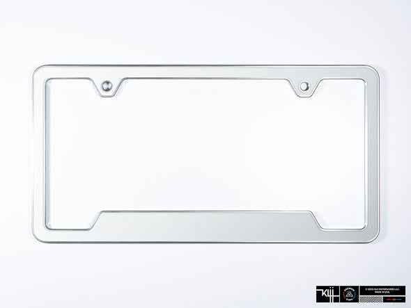 VW Volkswagen Premium License Plate Frame - Oryx White Pearl (Silver)