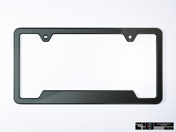 VW Volkswagen Premium License Plate Frame - Carbon Steel Gray Metallic (Black)