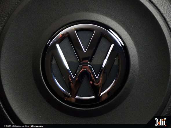 Klii Motorwerkes VW Steering Wheel Badge Insert - Carbon Steel Gray Metallic