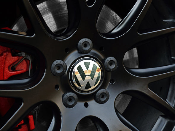 Klii Motorwerkes VW Center Cap Badge Insert Set - Carbon Steel Gray Metallic