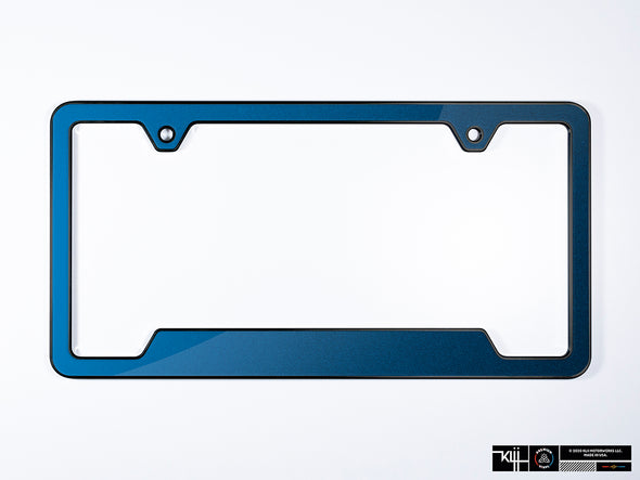 VW Volkswagen Premium License Plate Frame - Silk Blue Metallic (Black)
