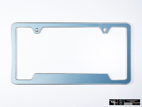 VW Volkswagen Premium License Plate Frame - Shark Blue Metallic (Silver)