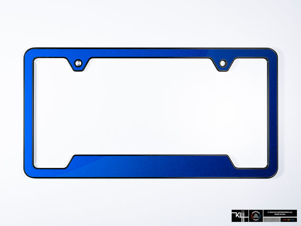 VW Volkswagen Premium License Plate Frame - Lapiz Blue Metallic (Black)