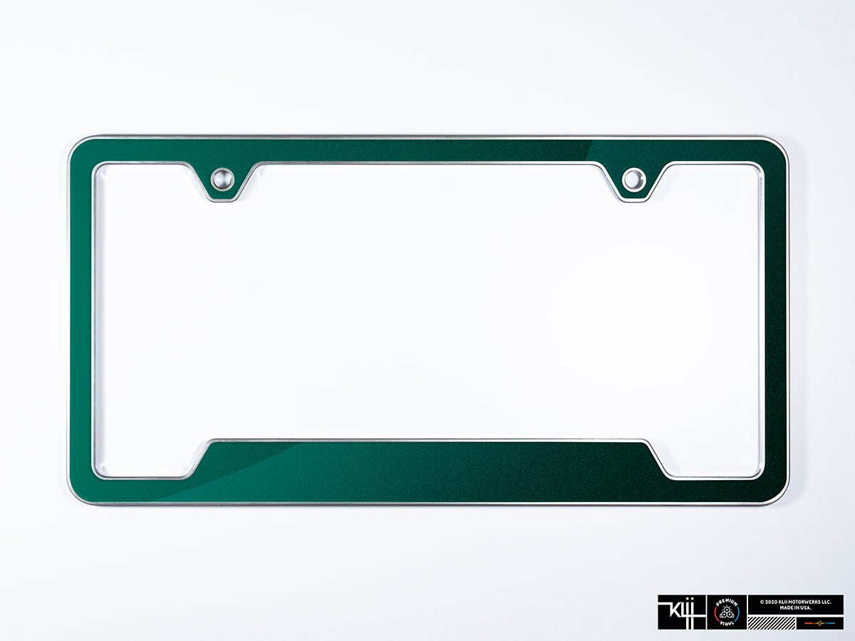 Premium License Plate Frame - Great Falls Green Metallic – Klii Motorwerkes